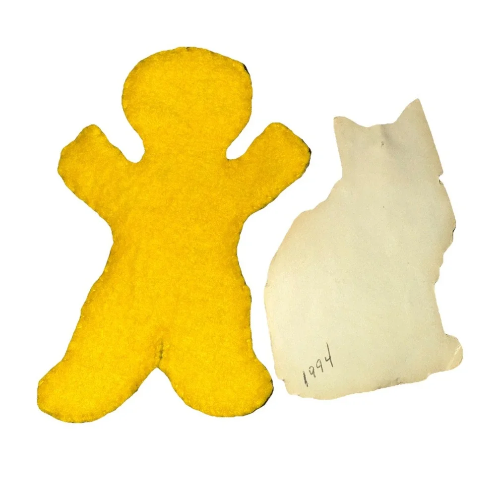 VTG Needlepoint Cross Stitch Christmas Ornaments‎ Gingerbread Man And Cat